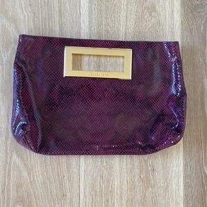Michael Kors purple suede snakeskin clutch.